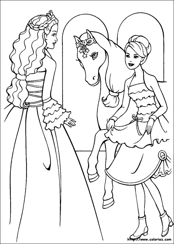 Coloriez.com - Coloriage Barbie cheval magique